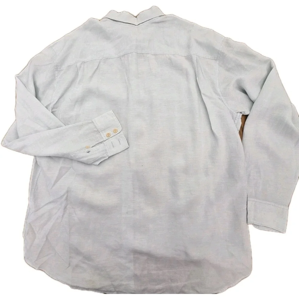 Tommy Bahama Relax 2X 100% Linen Shirt Light Blue Big Tall Long Sleeve Button Up - Picture 8 of 8
